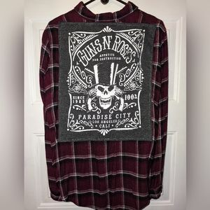 Guns-N-Roses Upcycled Flannel Shirt